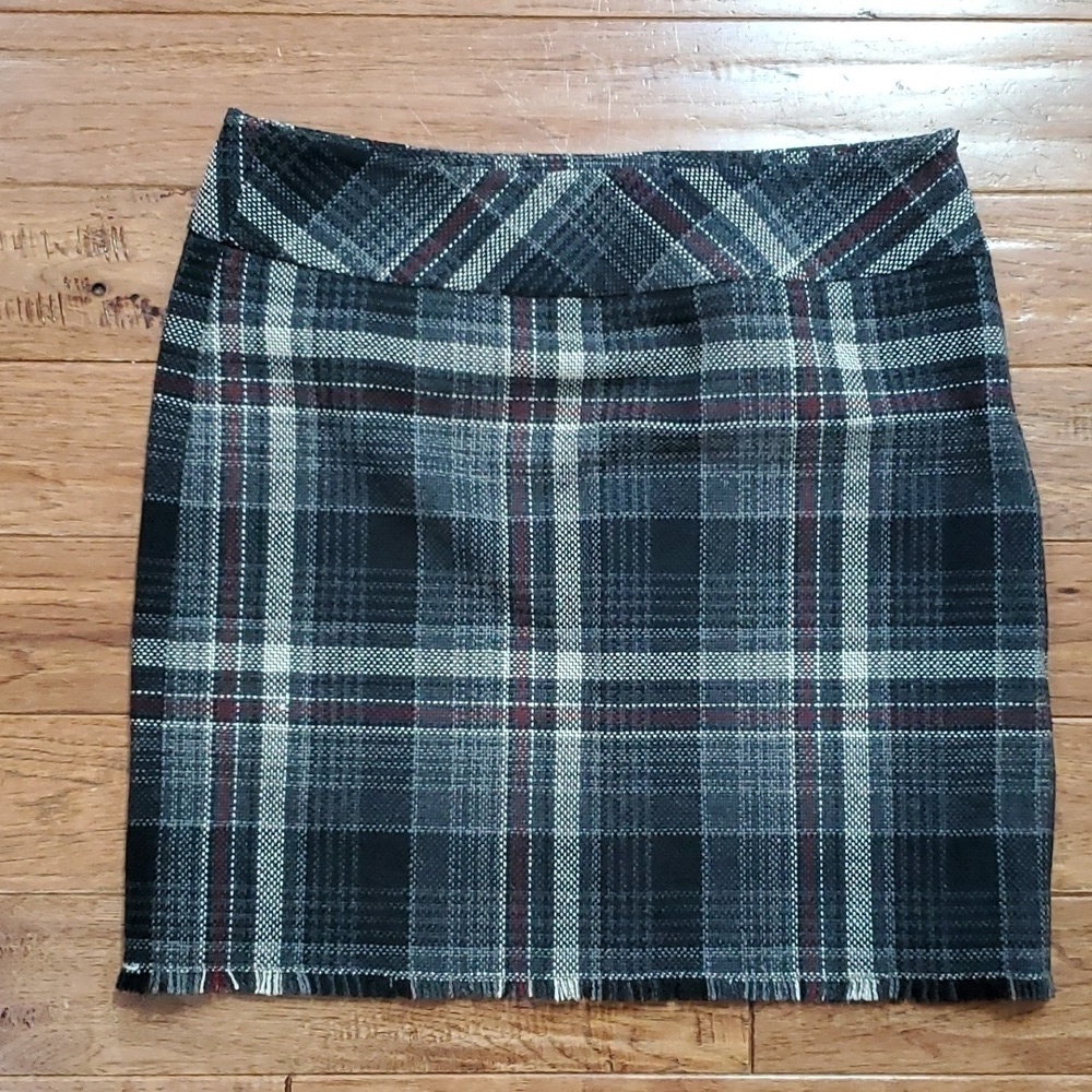 Eddie Bauer plaid wool blend mini skirt